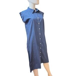 Esby Apparell Blue Denim Button Front Midi Pocket Dress Size XS